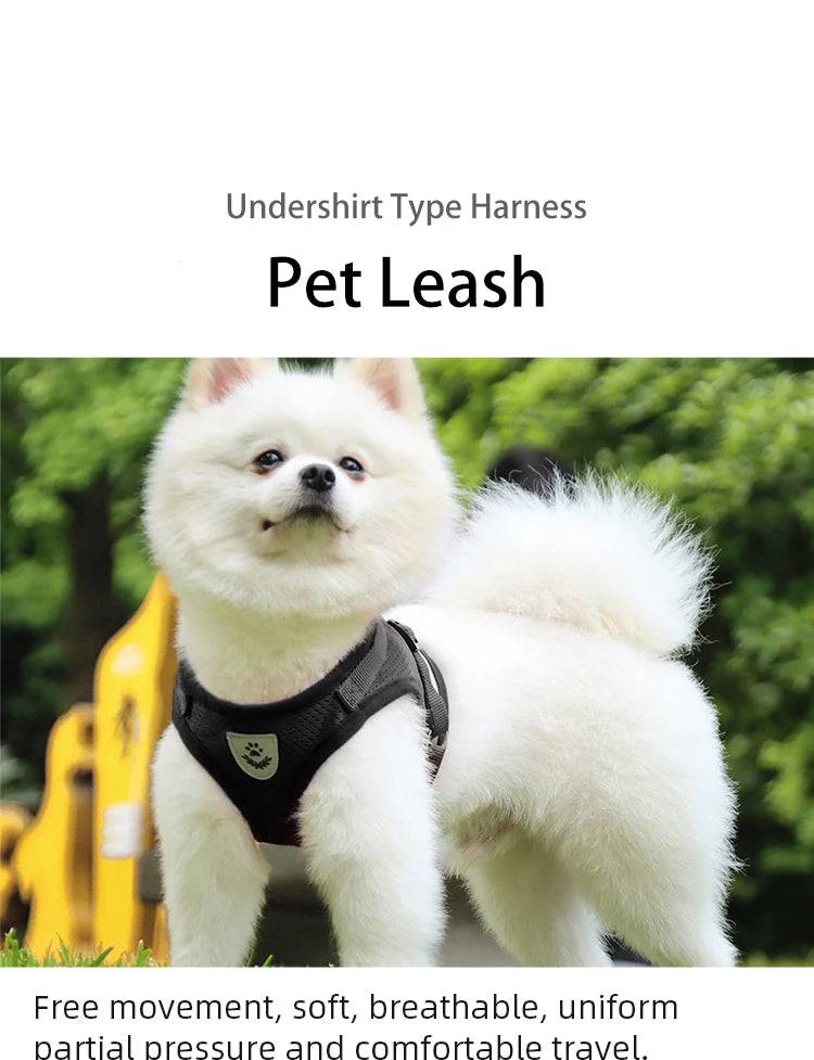 Breathable Pet Leash & Undershirt Harness – No-Pull, Escape-Proof Design