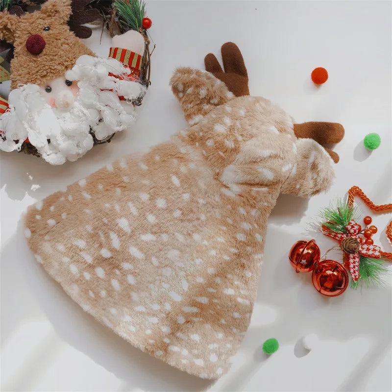 Christmas Pet Apparel Elk Cloak Dog Cat Warm Clothes