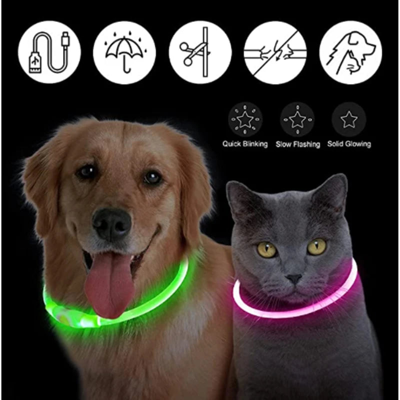 🐶 USB Rechargeable Luminous Dog Collar - Keep Your Pet Safe at Night!