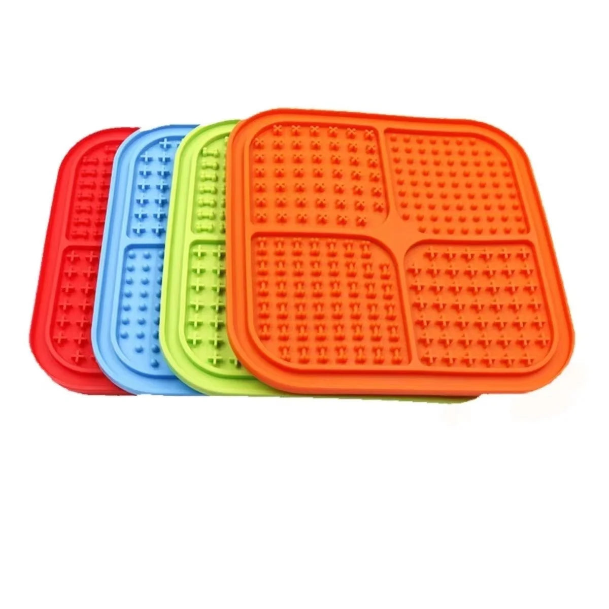 Silicone dog licking mat with suction cups for slow feeding, anxiety relief, and treat dispensing