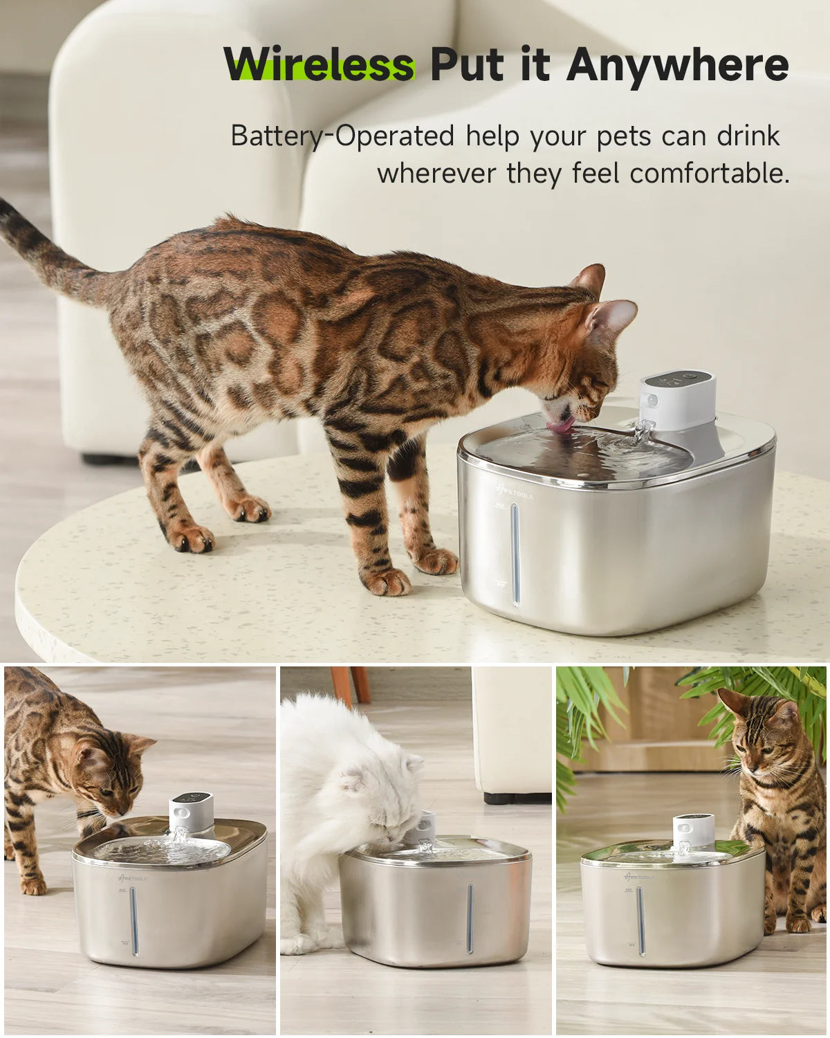  "Smart 4L Wireless Pet Water Fountain with Motion Sensor – Ensures Fresh & Clean Water for Cats & Dogs"