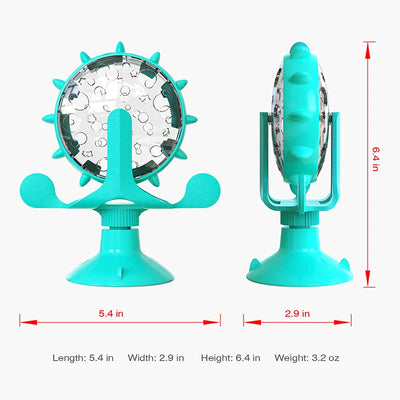 Interactive pet feeding wheel, slow feeder, and food dispensing toy for dogs and cats to encourage healthy eating and mental stimulation