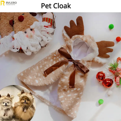 Christmas Pet Apparel Elk Cloak Dog Cat Warm Clothes