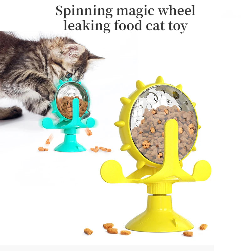 Interactive pet feeding wheel, slow feeder, and food dispensing toy for dogs and cats to encourage healthy eating and mental stimulation