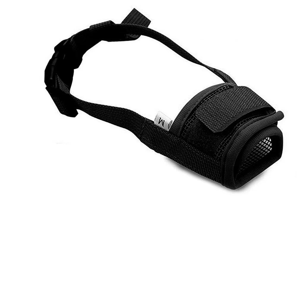 adjustable dog muzzle with secure nylon straps.